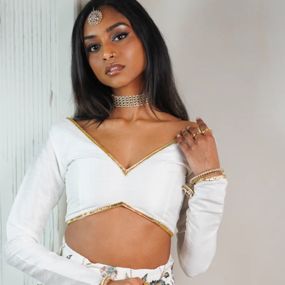 NWOT The Saree Room WHITE LIV BLOUSE - Picture 4 of 7